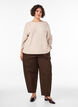 Stickad blus med sm&aring; broderade motiv, Beige, Model image number 1