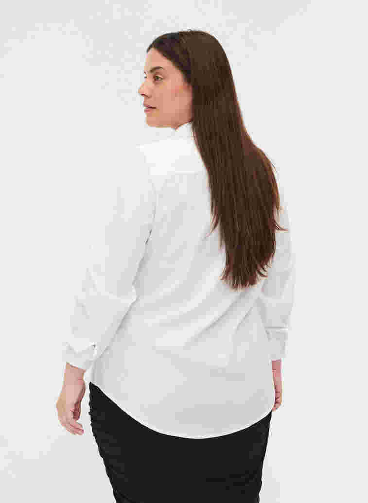 Ekologisk bomullsskjorta med krage och knappar, White, Model