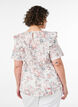 Blus i bomull med broderie anglaise och volanger, Rosa, Model image number 2