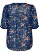 Blus med blommigt m&ouml;nster och v-ringning, Bl&aring;, Packshot image number 1
