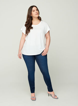 Kortärmad t-shirt i bomull, Bright White, Model image number 2