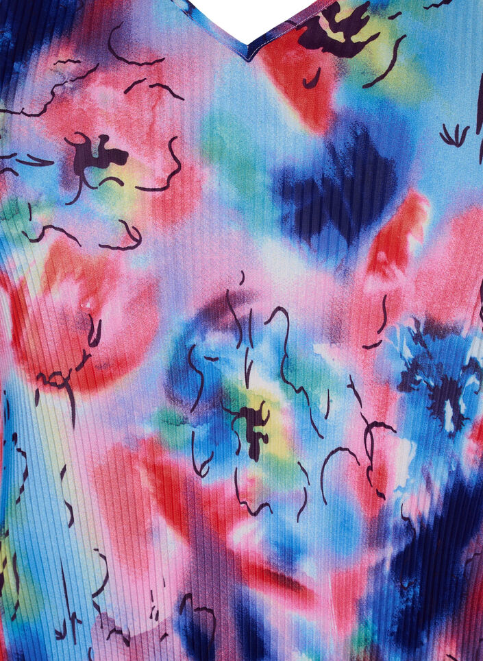 Plisserad blus med 3/4-ärmar, Lavender Space AOP, Packshot image number 2