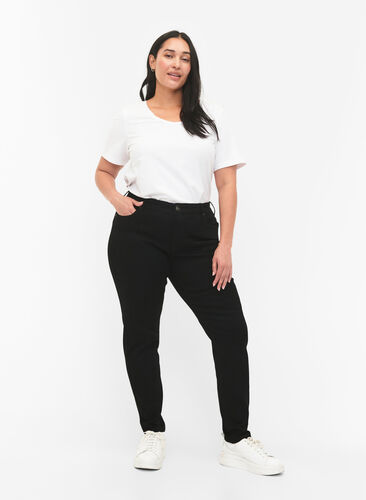 Emily-jeans med smal passform och normal midja, Black, Model image number 0
