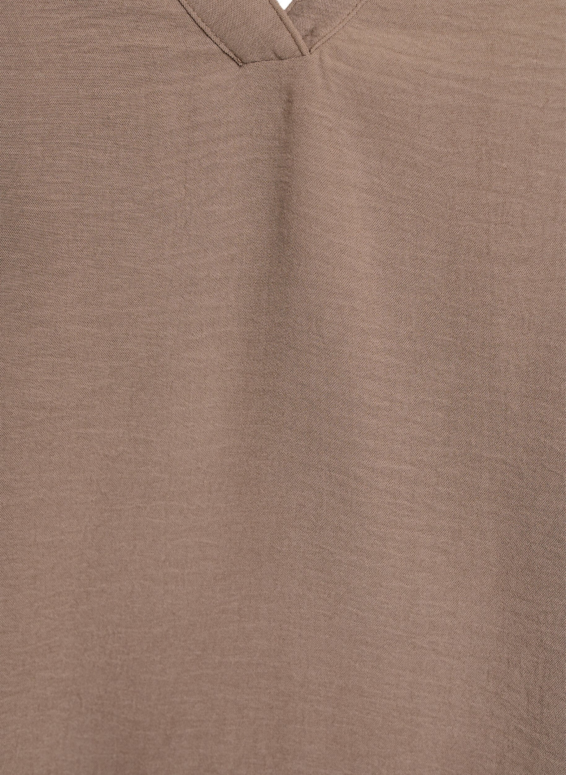 Zizzi&Auml;rml&ouml;s topp med rynkdetaljer, Brun, Packshot image number 2