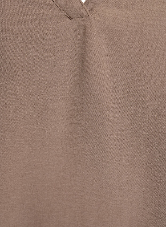 &Auml;rml&ouml;s topp med rynkdetaljer, Brun, Packshot image number 2