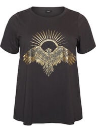 T-shirt i bomull med tryck framtill, Gr&aring;