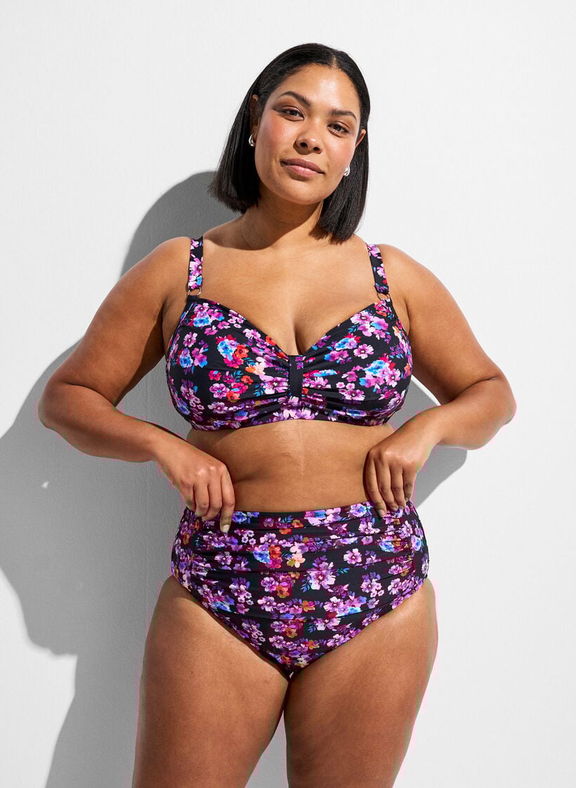 Bikinitopp med bygel och m&ouml;nster, Lila, Model image number 1