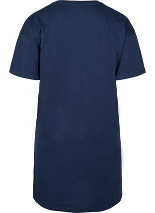 T-shirtklänning i bomull med mönster, Navy Blazer, Packshot image number 1