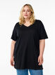 Enfärgad oversize t-shirt med v-hals, Svart, Model image number 0