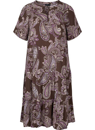Kortärmad viskosklänning med mönster, Bracken Paisley, Packshot image number 0