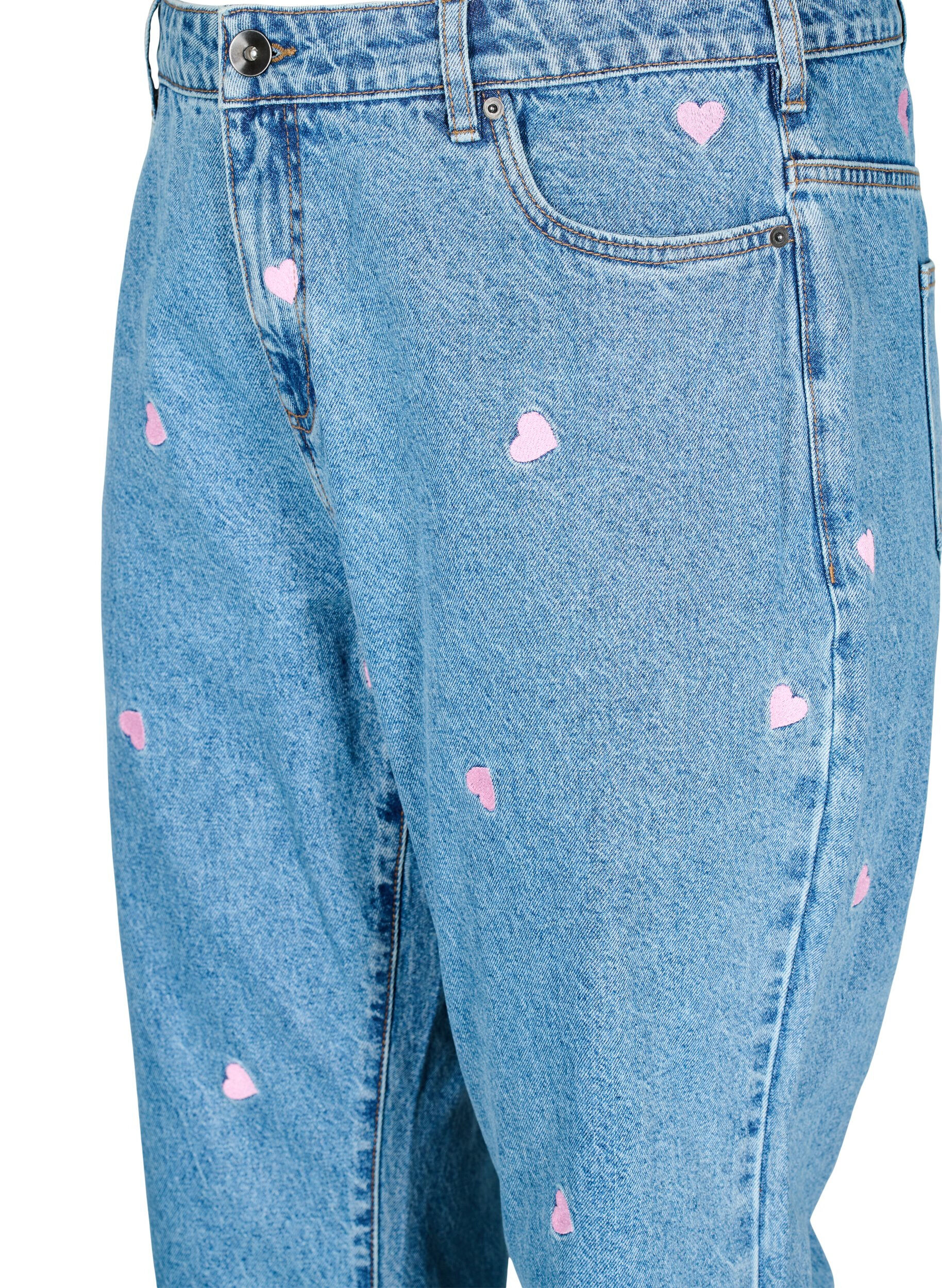 Zizzi Gemma jeans med hj&auml;rtan och h&ouml;g midja, Bl&aring;, Packshot image number 2