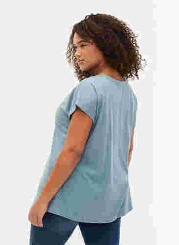 Kortärmad t-shirt i bomullsmix, Smoke Blue, Model image number 1