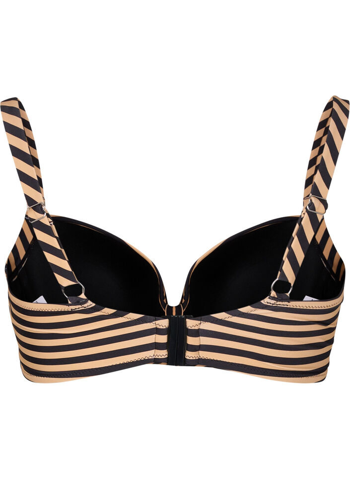 Bikinitopp med bygel och m&ouml;nster, Brun, Packshot image number 1