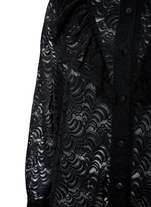 Skjortklänning med spets och volanger, Black, Packshot image number 3