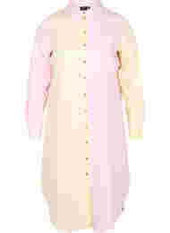 Lång bomullsskjorta med colour-block, Popcorn/Pink