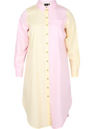 Lång bomullsskjorta med colour-block, Popcorn/Pink, Packshot
