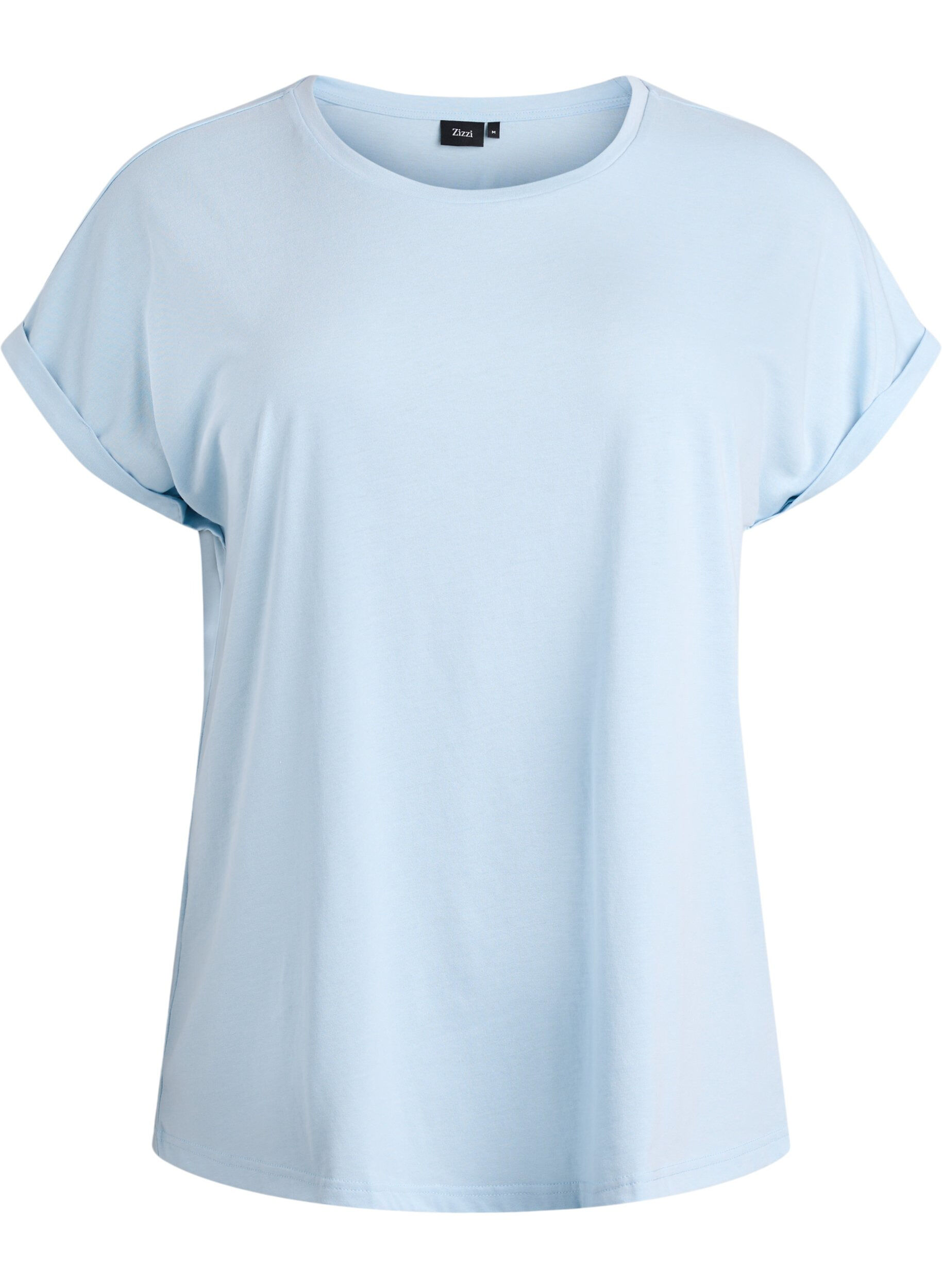 ZizziKort&auml;rmad t-shirt i bomullsmix, Bl&aring;, Packshot image number 0