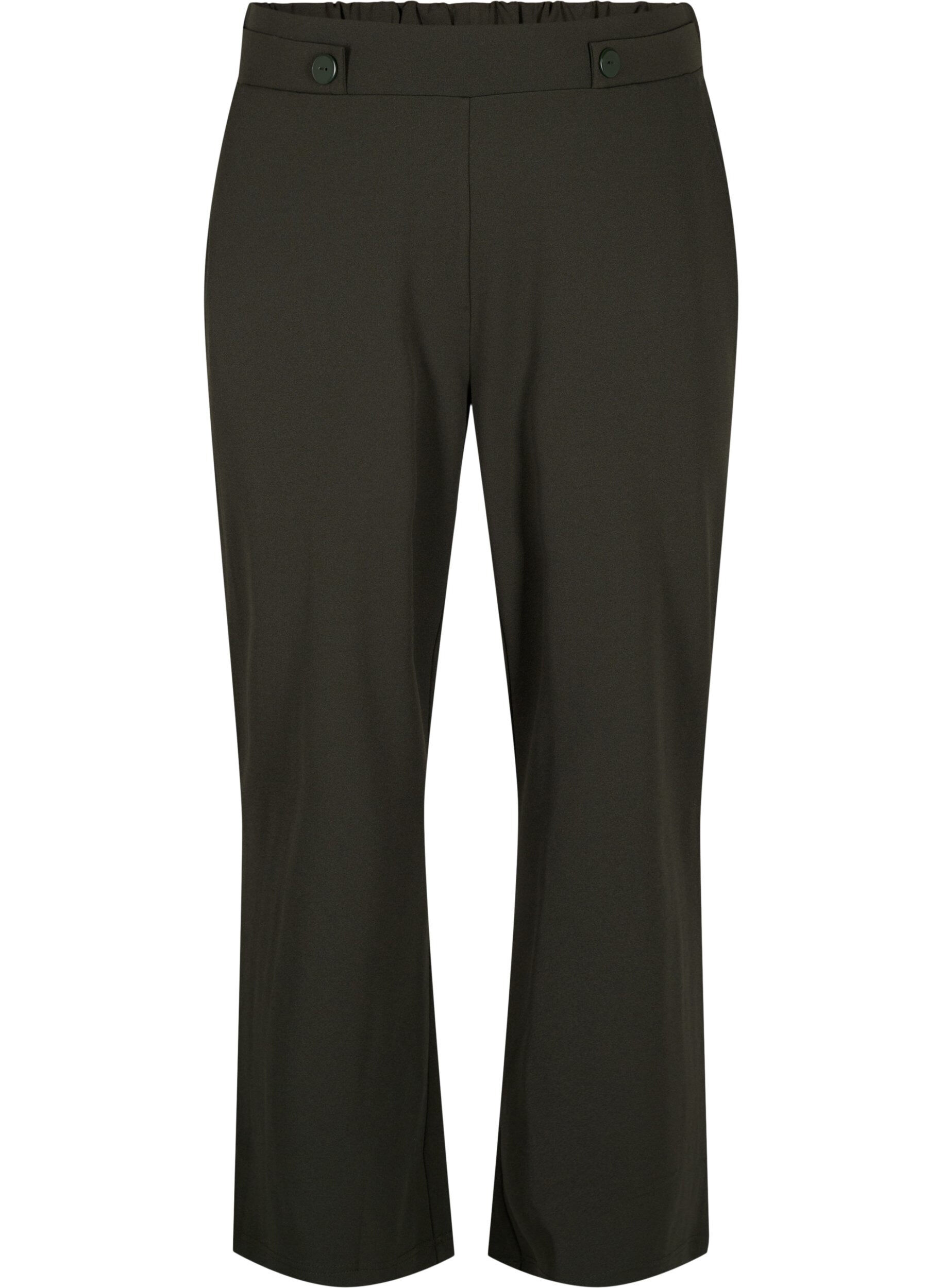 Zizzi L&ouml;st sittande byxor med fickor, Gr&ouml;n, Packshot image number 0