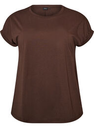 Kort&auml;rmad t-shirt i bomullsmix, Brun