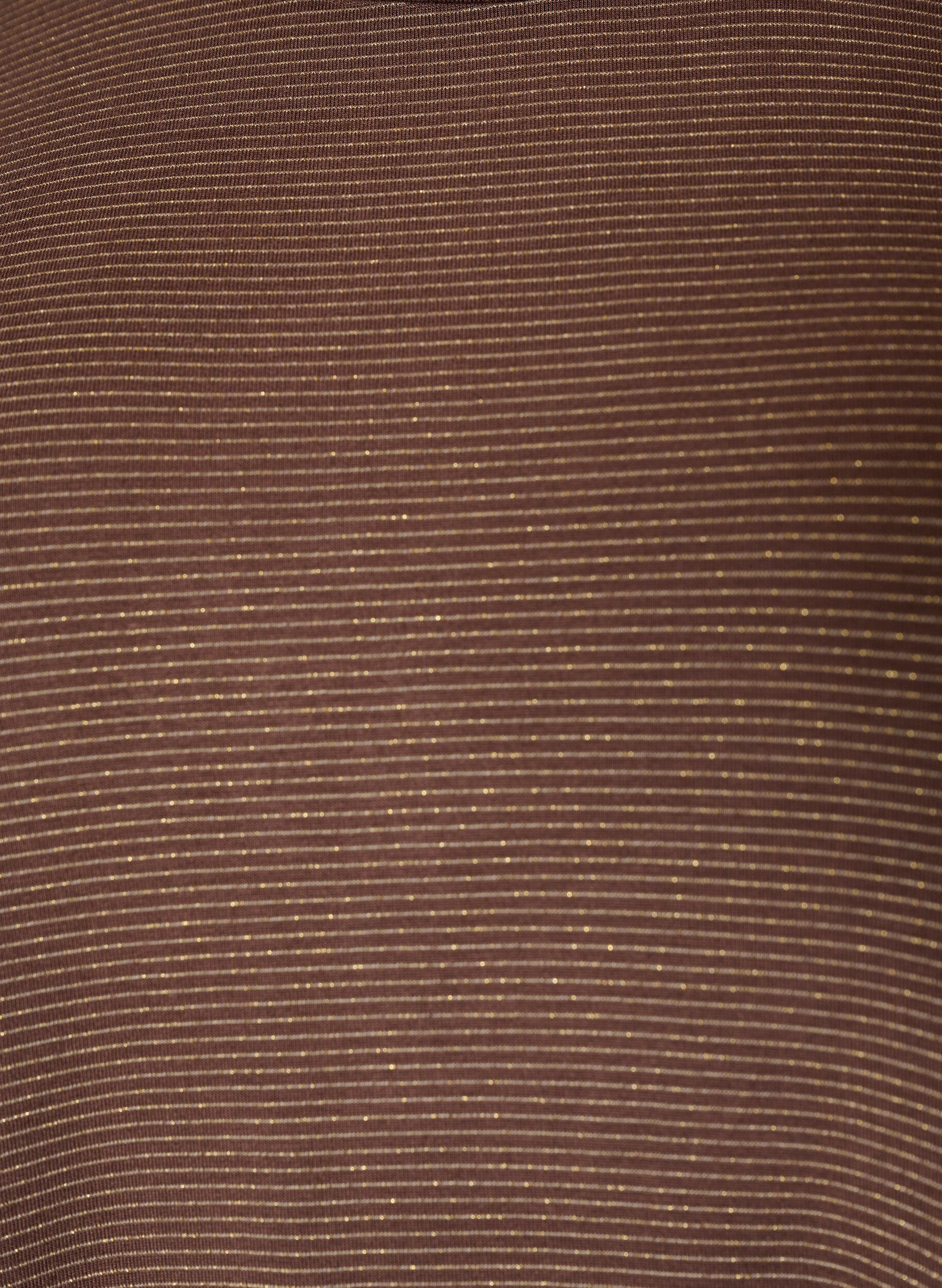 ZizziT-shirt i viskos med glitterr&auml;nder, Brun, Packshot image number 2