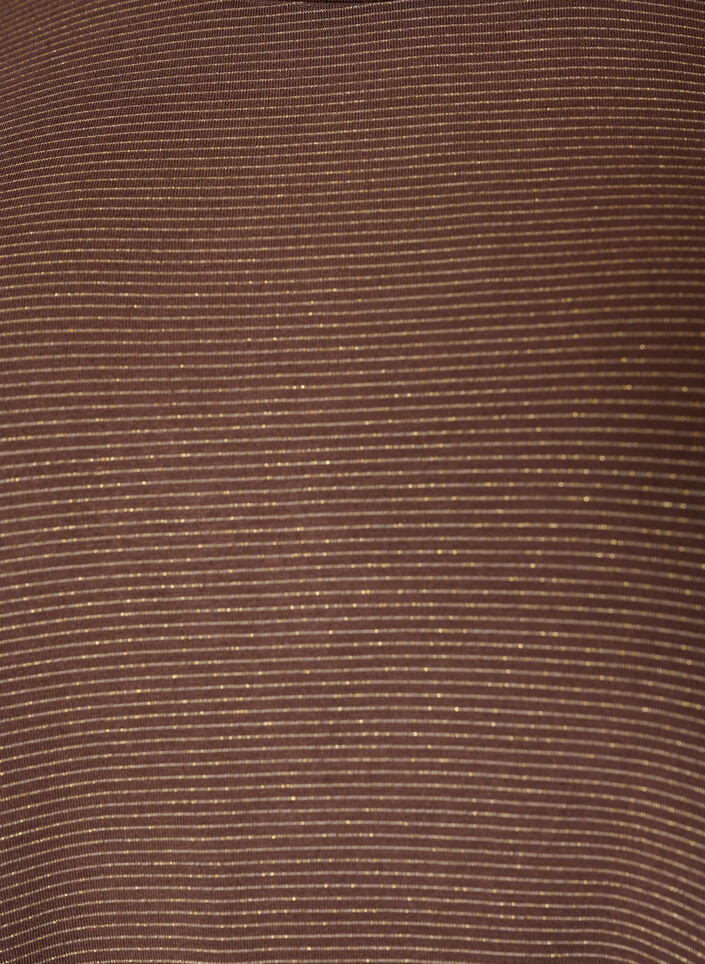 T-shirt i viskos med glitterr&auml;nder, Brun, Packshot image number 2