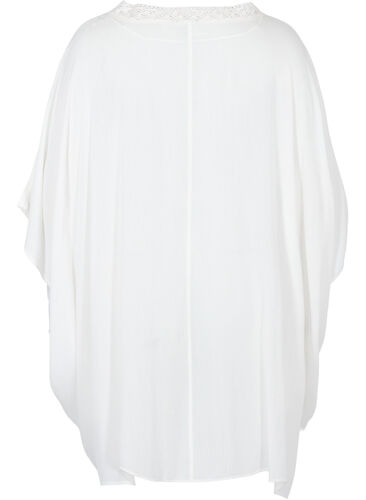 Strandklänning i viskos med spetsdetaljer, Bright White, Packshot image number 1