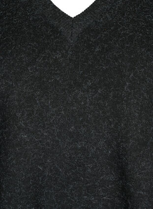 Melerad pullover med V-ringning, Dark Grey Melange, Packshot image number 2