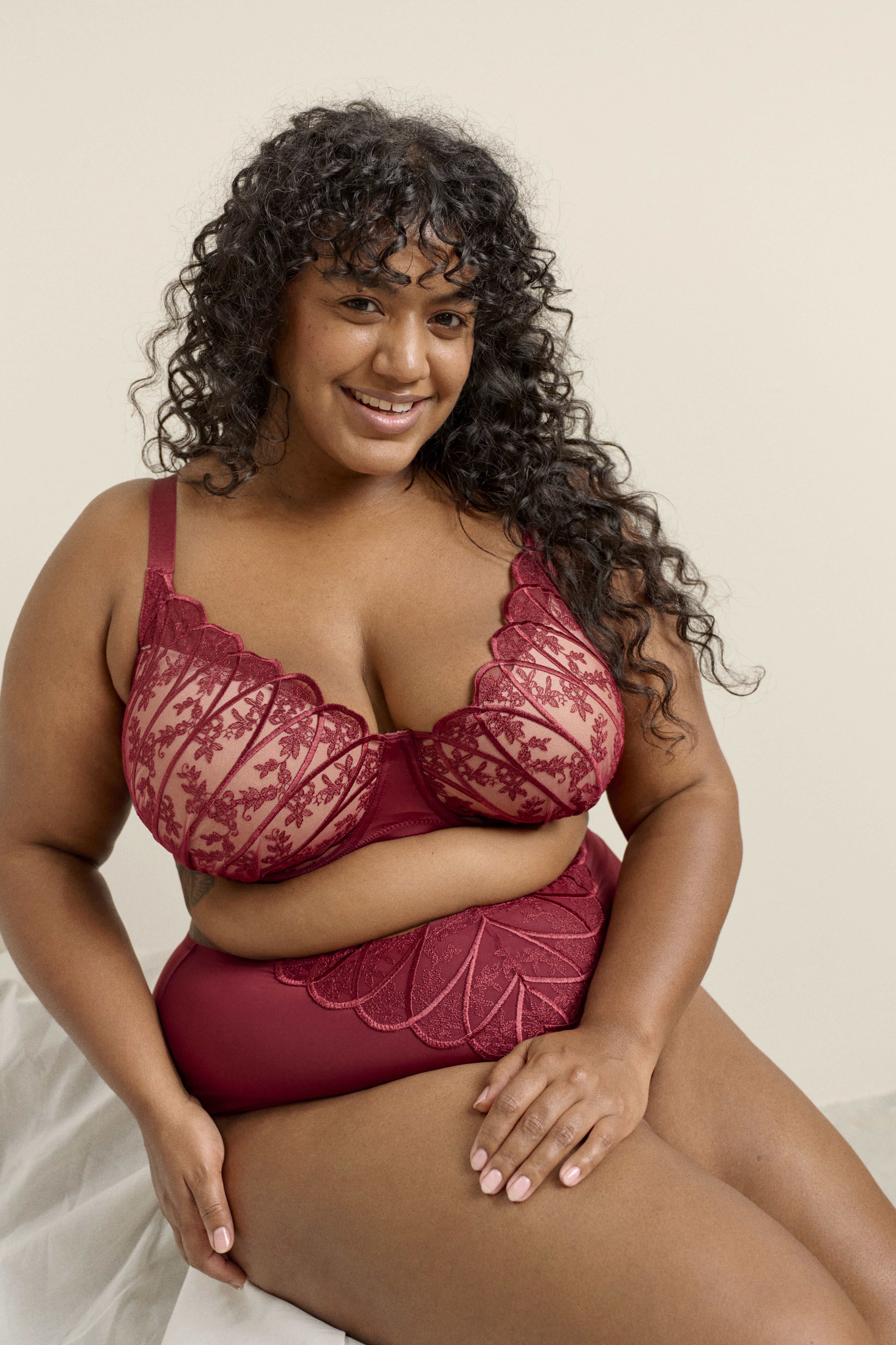 Set med broderad spets, , Model