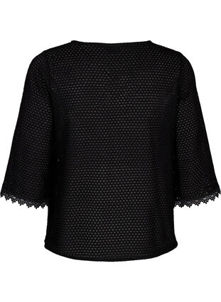 Stickad tröja med 3/4-ärm, Black, Packshot image number 1