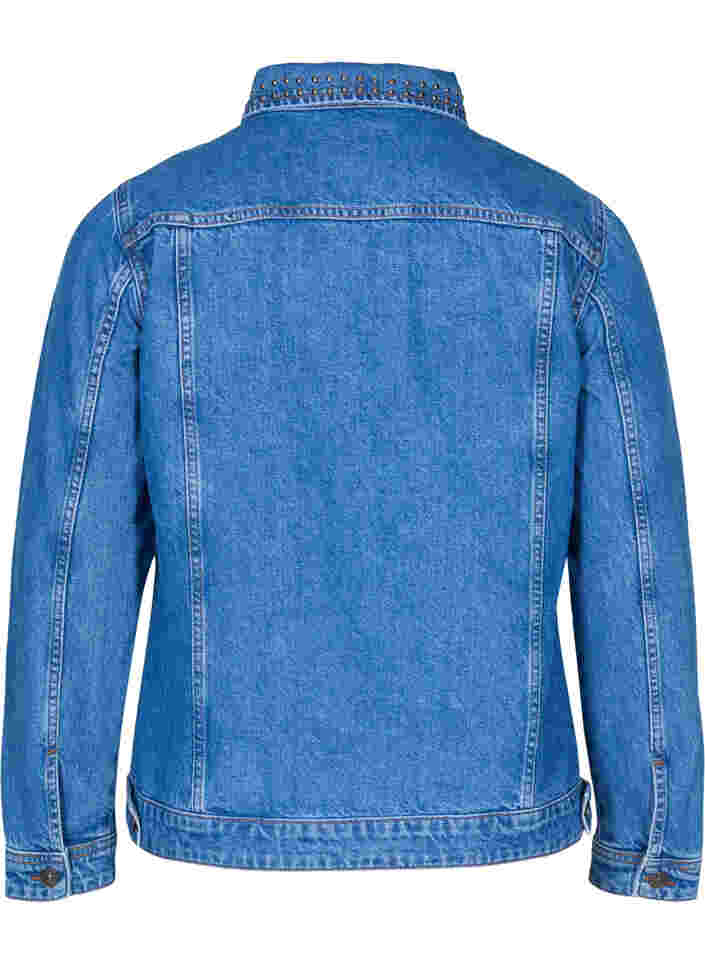 Jeansjacka med nitar, Blue denim, Packshot image number 1