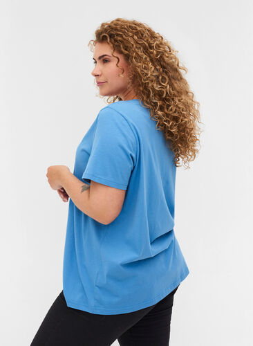 Kortärmad t-shirt med print, Blue Jasper, Model image number 1