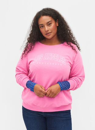 Sweatshirt i bomull med texttryck, Wild Orchid, Model image number 0