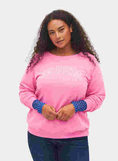 Sweatshirt i bomull med texttryck