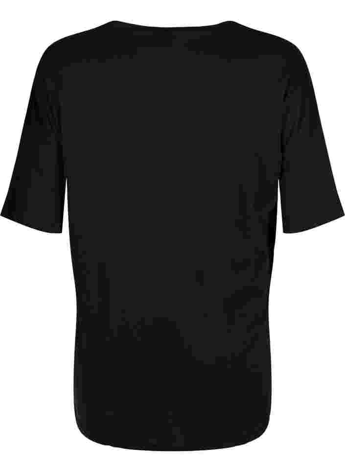 T-shirt i bomull med tryck, Black/Dubarry, Packshot image number 1