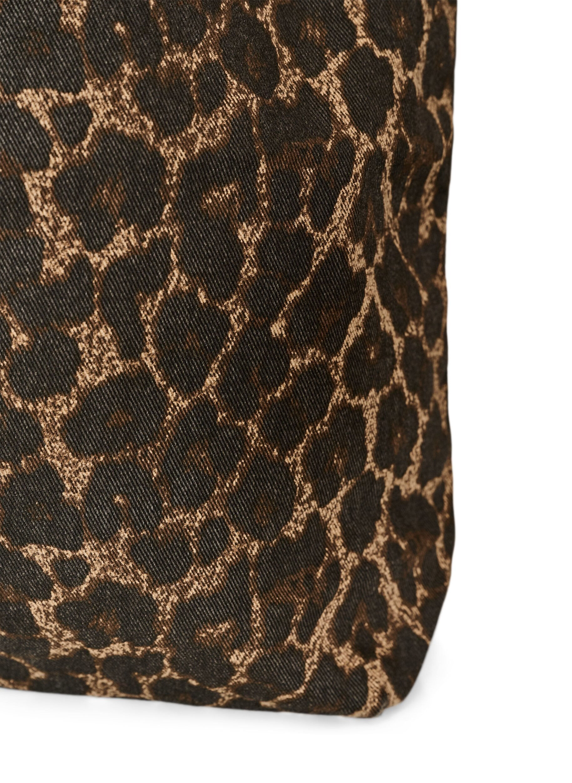 ZizziShopper i denim med leopardm&ouml;nster, Brun, Packshot image number 2