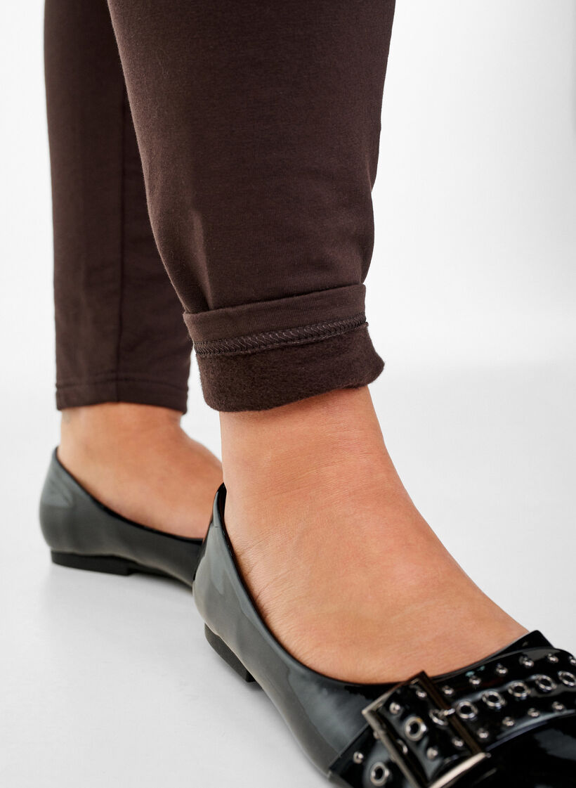 Leggings i bomull med foder, Brun, Model image number 3