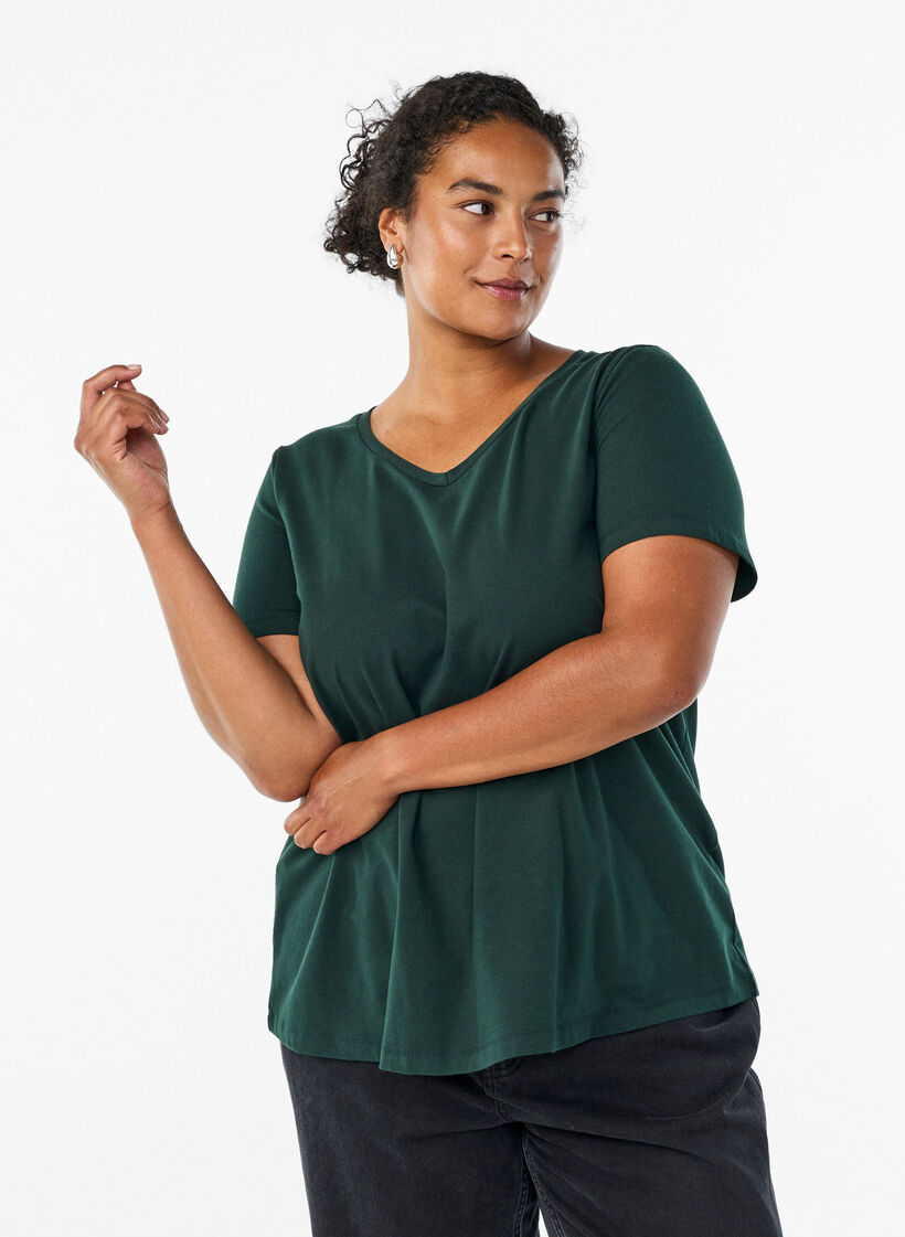 Enf&auml;rgad t-shirt i bomull, Gr&ouml;n, Model image number 0