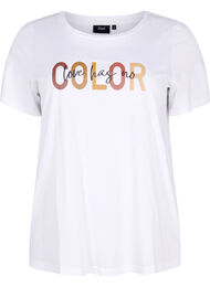 T-shirt i bomull med tryck, Bright White COLOR