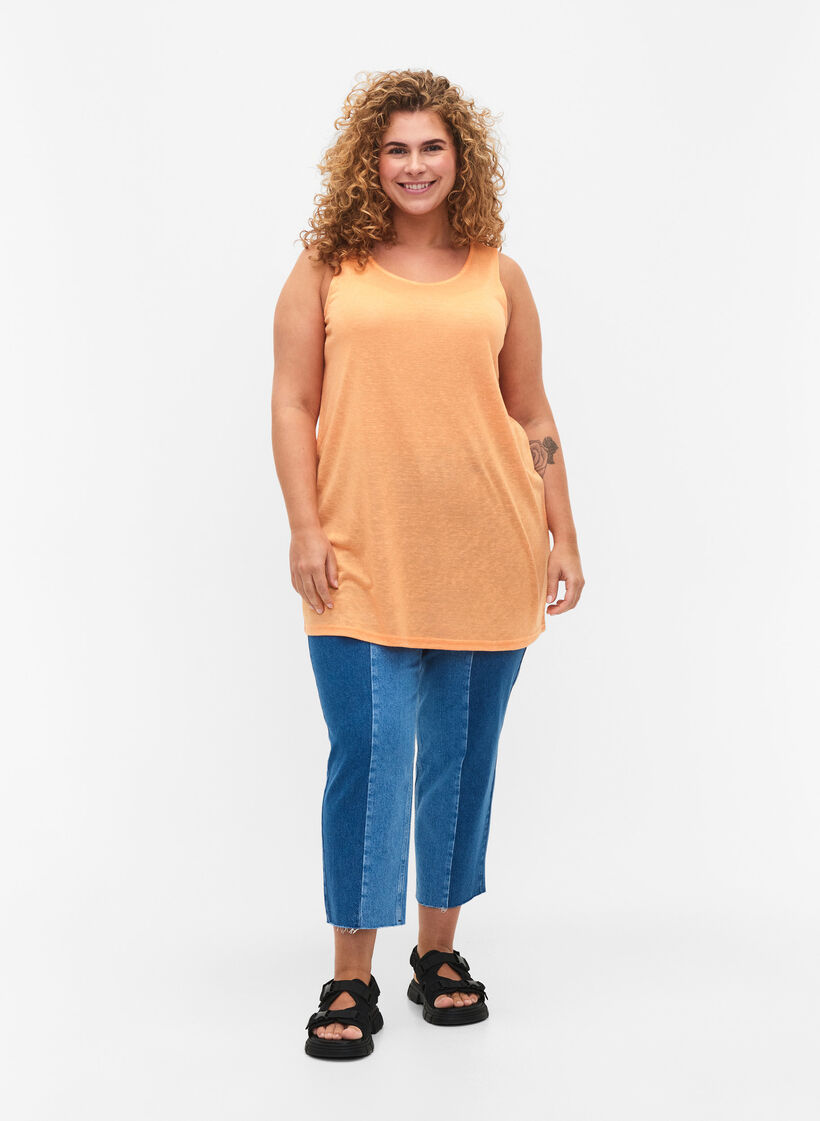 Topp med struktur och rund hals, Mock Orange, Model image number 2