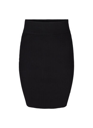 Tight stickad kjol, Black, Packshot image number 0