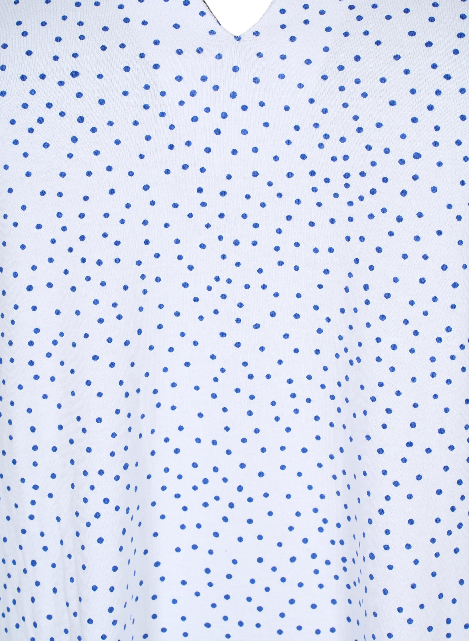 Zizzi Bomulls t-shirt med prickar och v-ringning, B.White/S.T.W Dot, Packshot image number 2