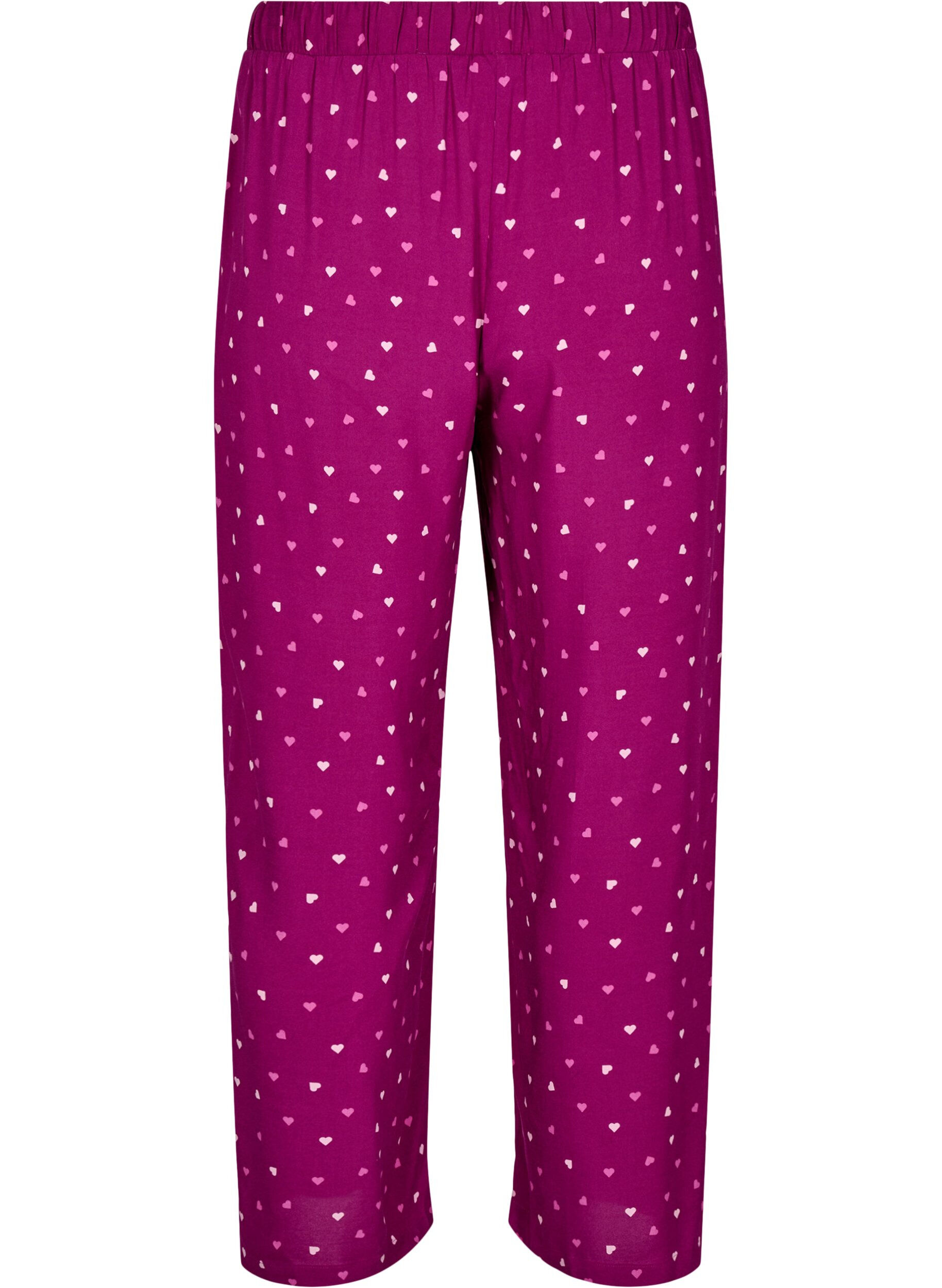 Zizzi L&ouml;sa pyjamasbyxor med hj&auml;rtan, Boysenberry w. Heart, Packshot image number 1