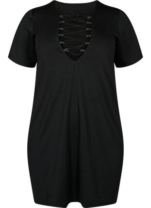 Vändbar klänning med stringdetalj, Black, Packshot image number 0