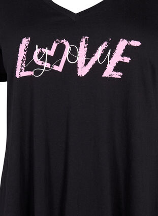 T-shirt i bomull med kort ärmar, Black LOVE, Packshot image number 2