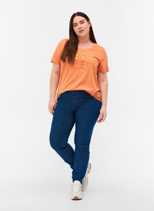 Kortärmad t-shirt med print, Brandied Melon, Model image number 2