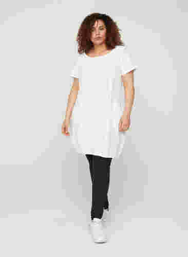 Kortärmad klänning i bomull, White, Model image number 2