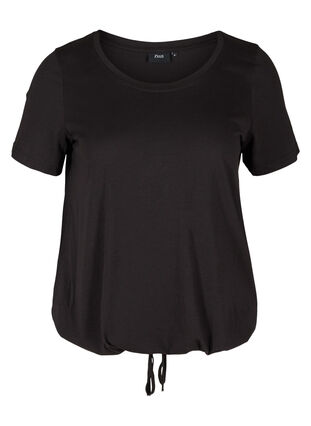 Kortärmad t-shirt med justerbar midja, Black, Packshot image number 0