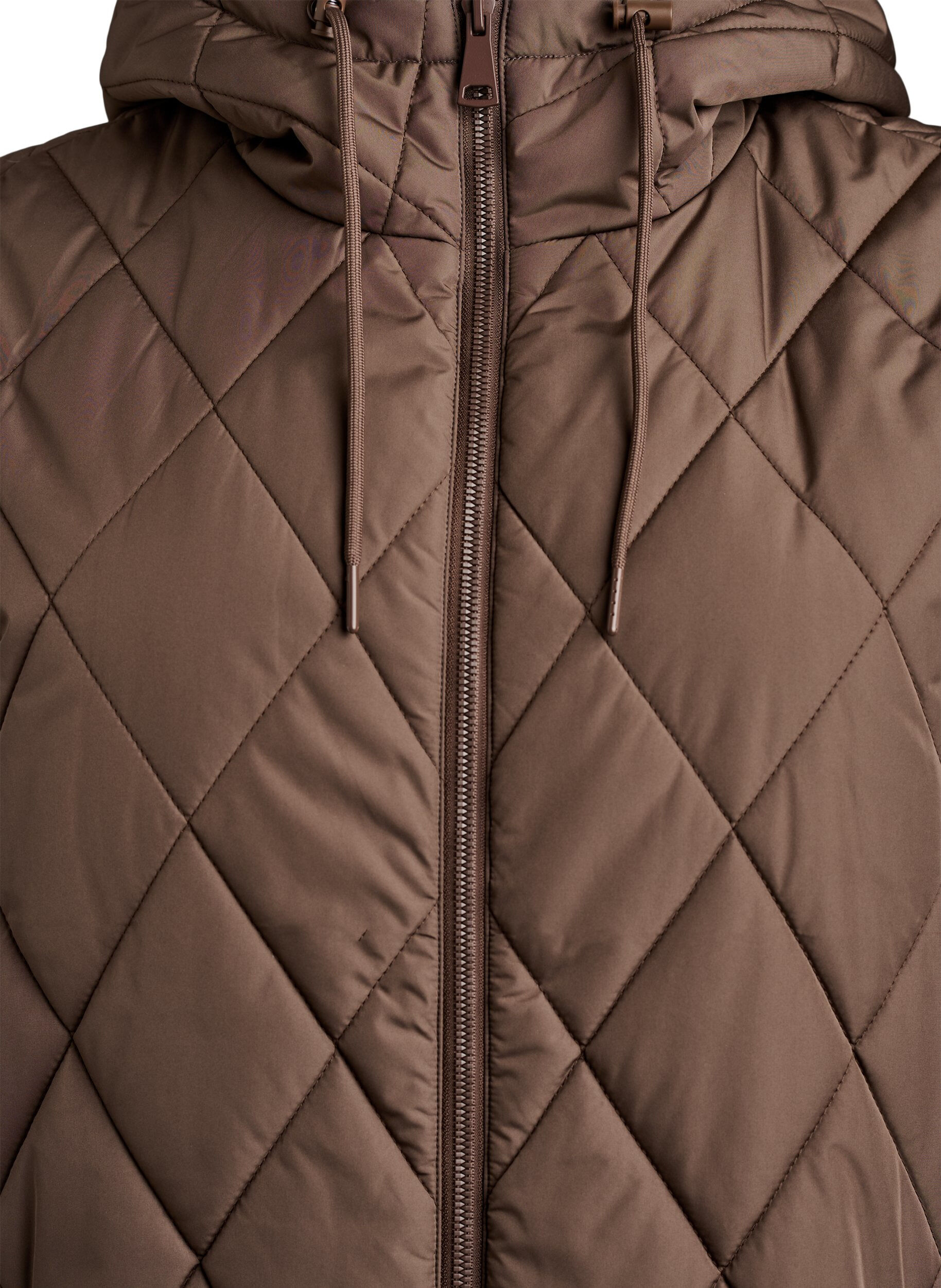 ZizziMedell&aring;ng quiltad v&auml;st med huva, Brun, Packshot image number 2