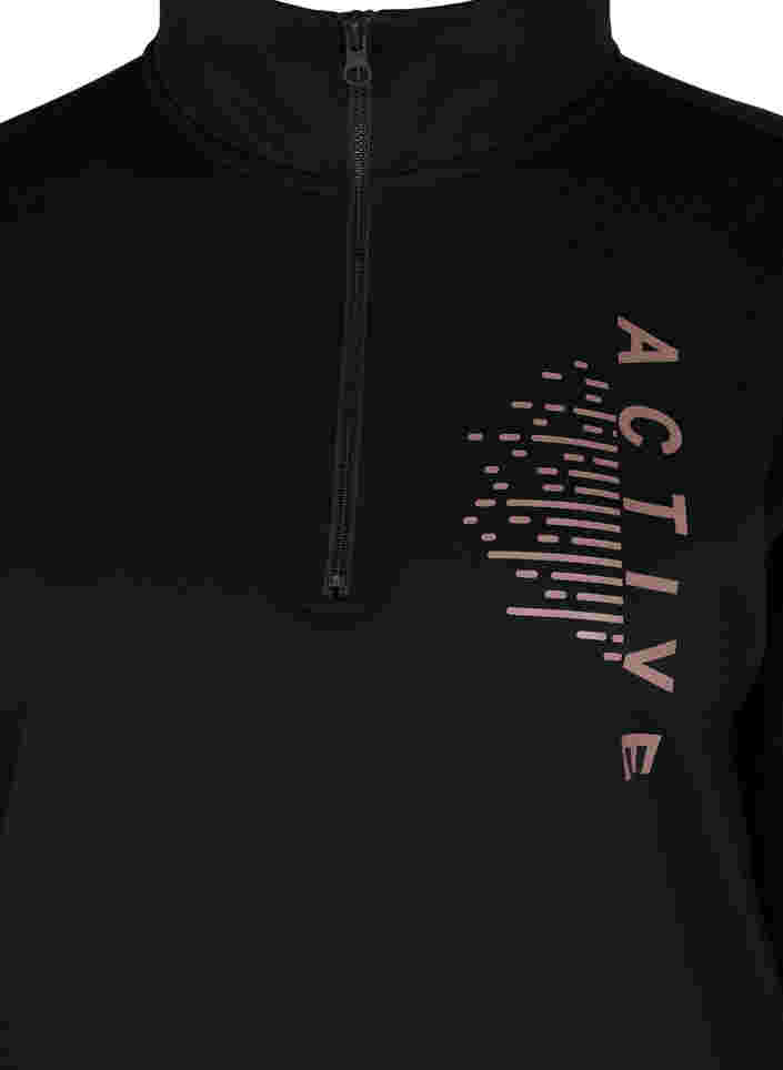Höghalsad sweatshirt med dragkedja, Black, Packshot image number 2