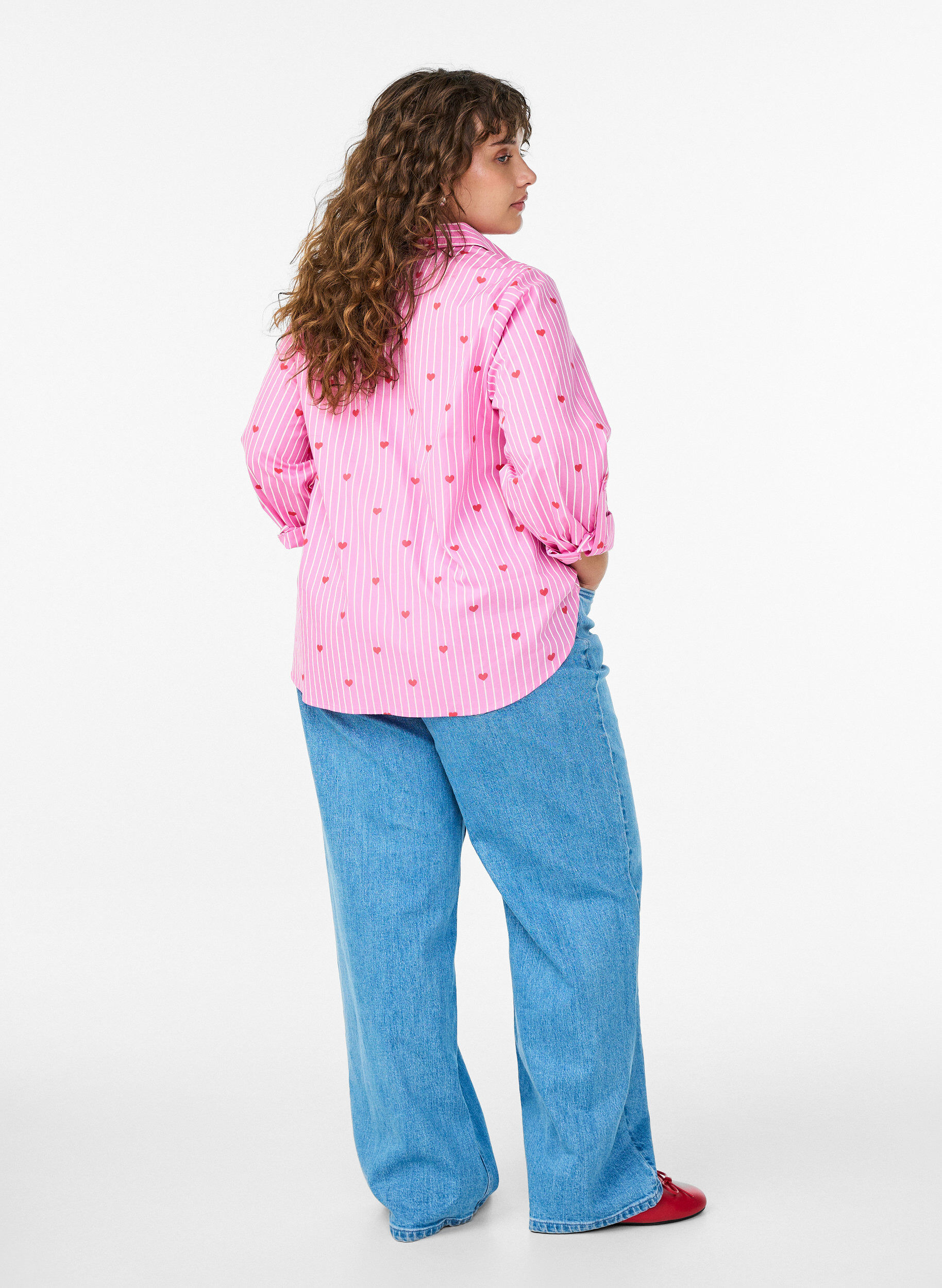 Zizzi Jeans med vida ben och h&ouml;g midja, Bl&aring;, Model image number 1